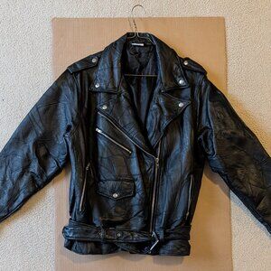 Vintage Black Leather Jacket - Size L